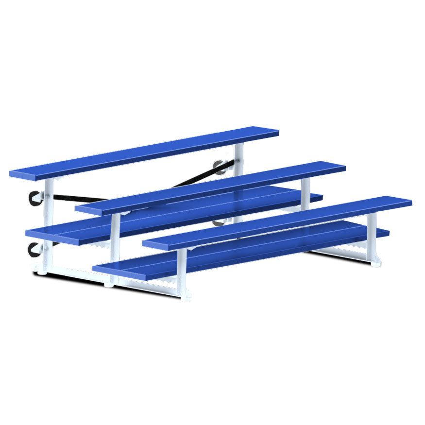 Bleacher - 7-1/2 ft. (3 Row - Double Foot Plank) - Tip & Roll  (Powder Coated)