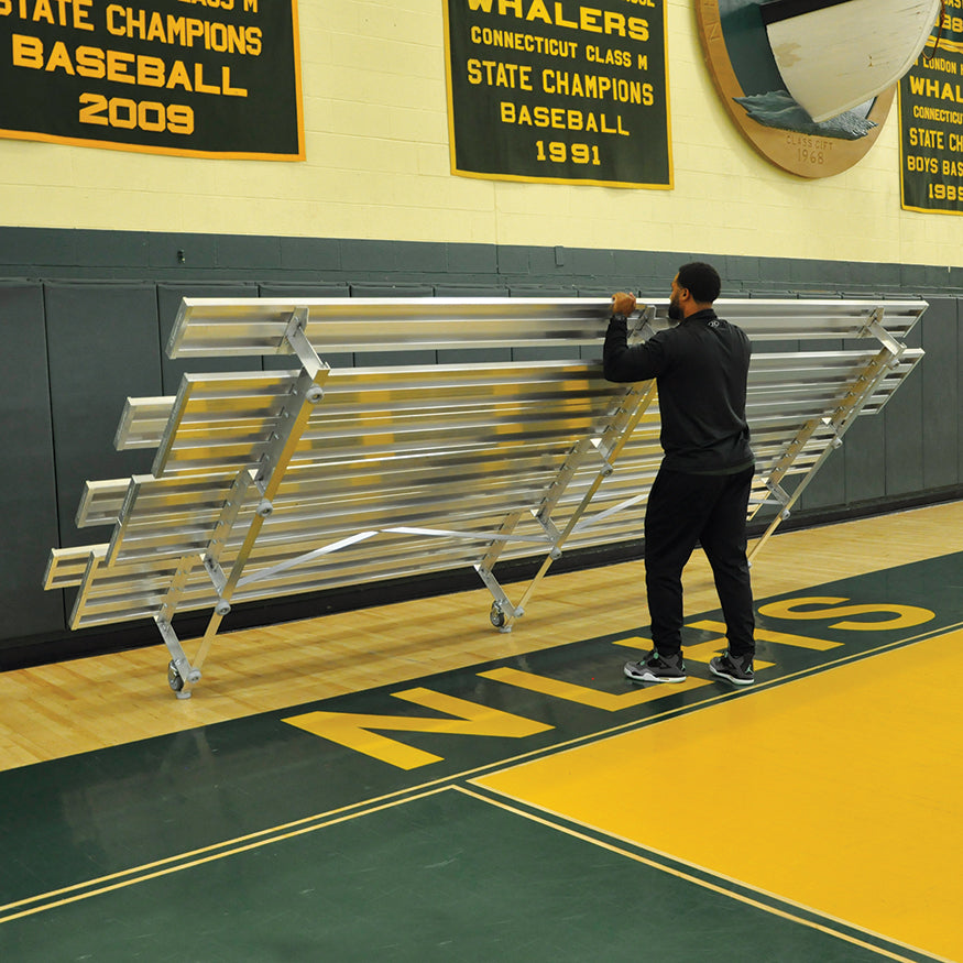 Bleacher - 15 ft. (3 Row - Double Foot Plank) - Tip & Roll  (Powder Coated)