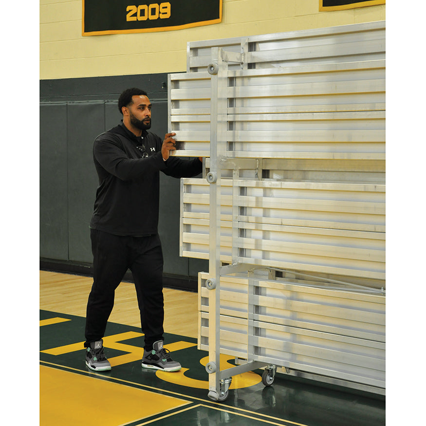Bleacher - 15 ft. (3 Row - Double Foot Plank) - Tip & Roll  (Powder Coated)