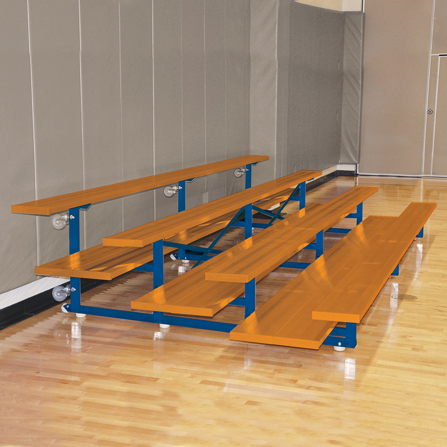 Bleacher - 15 ft. (4 Row - Double Foot Plank) - Tip & Roll  (Powder Coated)