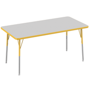 30" x 60" Rectangle T-Molding Activity Table with Adjustable Standard Swivel Glide Legs - Gray/Yellow
