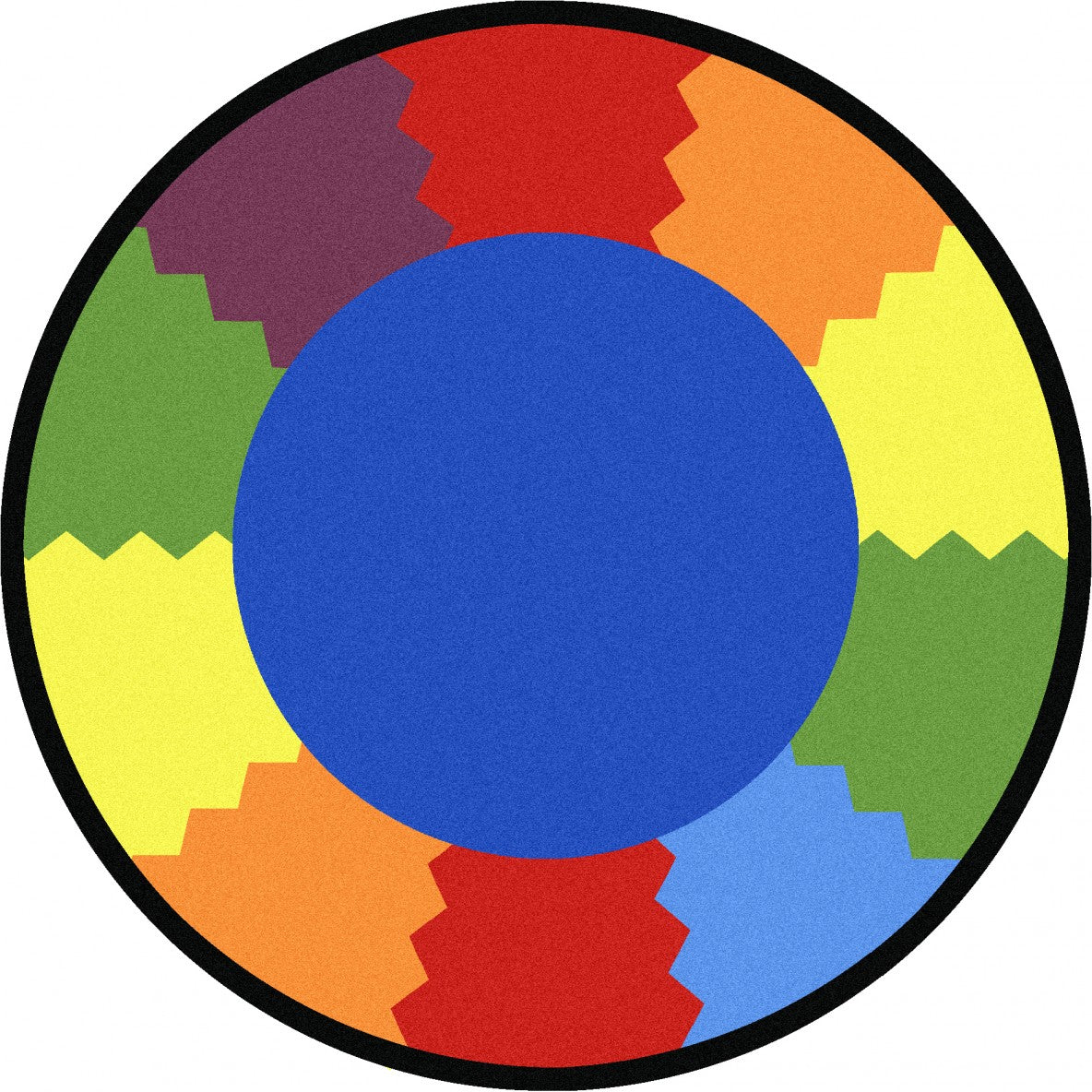 Block Party 7'7" Round area rug in color Multi