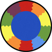Block Party 5'4" Round area rug in color Multi