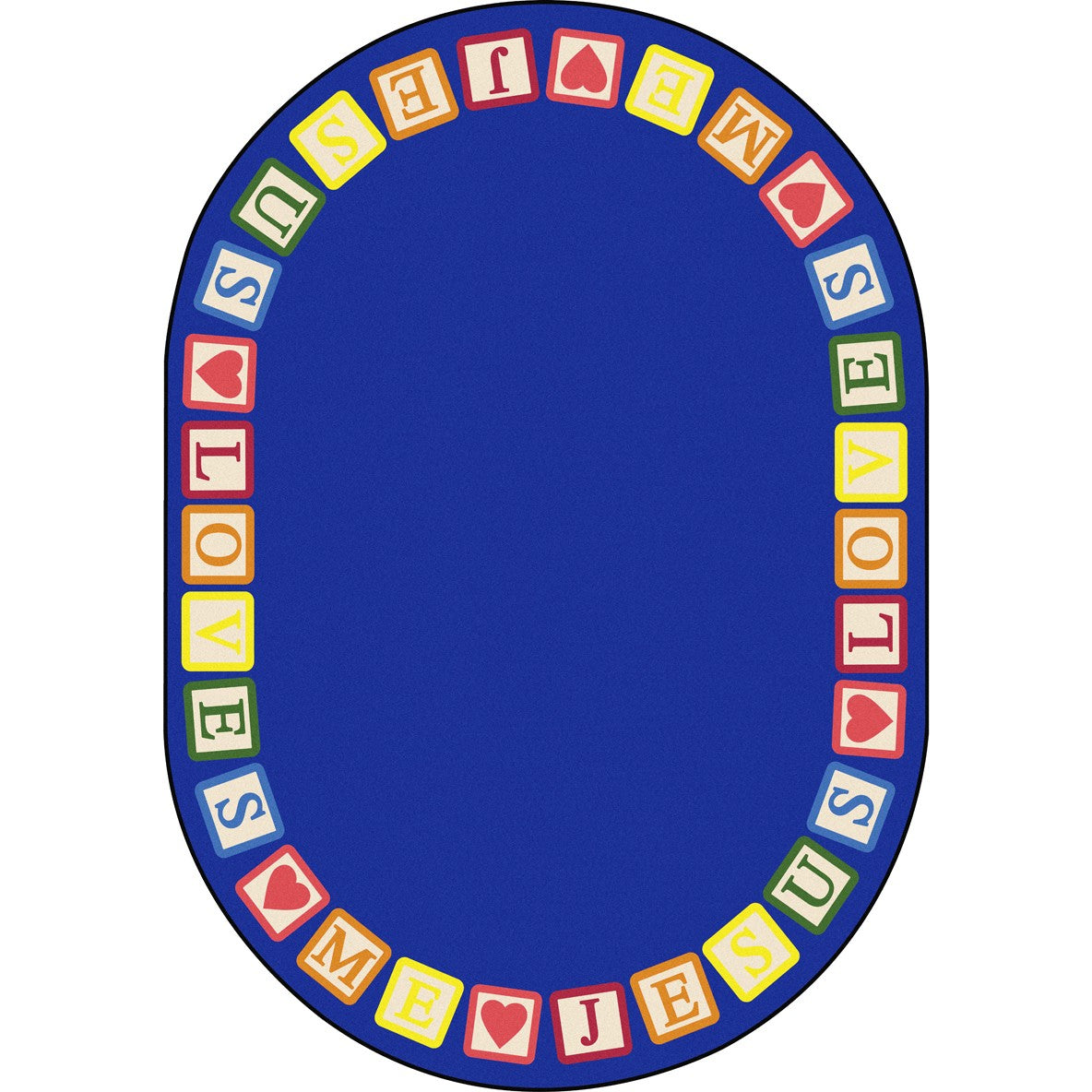 Blocks of Love 3'10" x 5'4" Oval area rug in color Multi