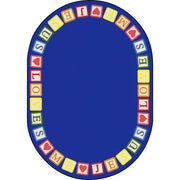 Blocks of Love 10'9" x 13'2" Oval area rug in color Multi
