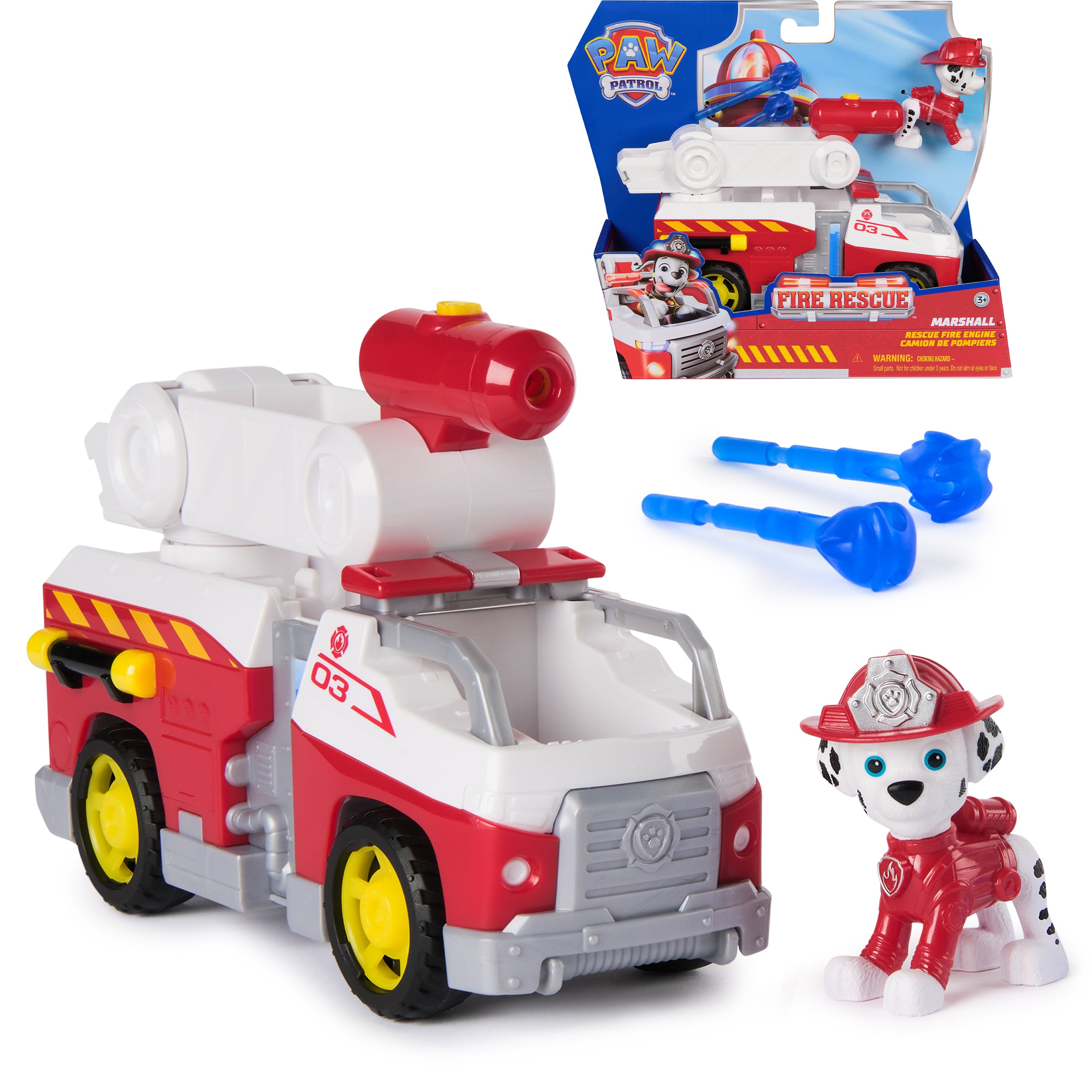 PAW Patrol Fire Rescue: Marshall Rescue Fire Engine with Action Figure & Projectile Launcher & Toy Truck, Kids Toys for Boys & Girls Ages 3 and Up