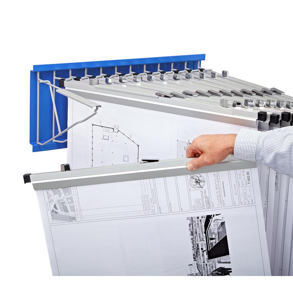 Large File Pivot Wall Rack for Blueprints, Blue