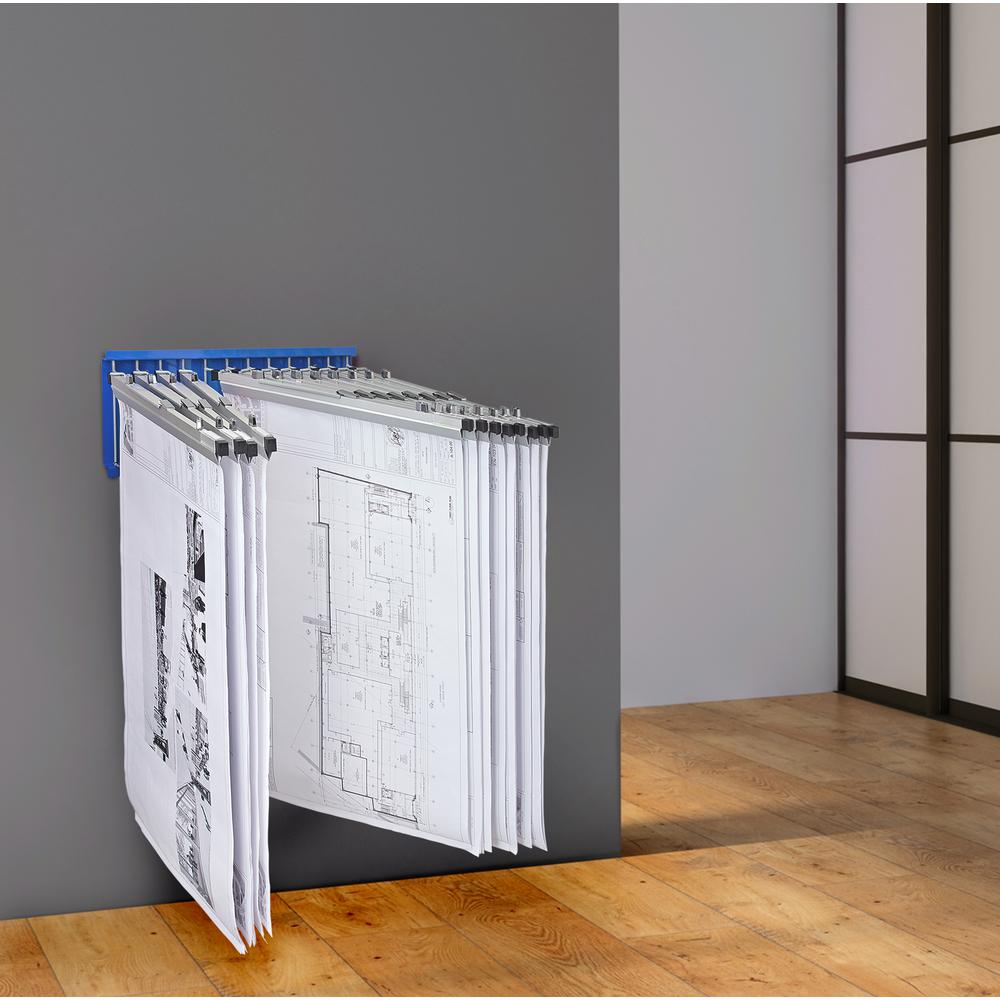 Large File Pivot Wall Rack for Blueprints, Blue