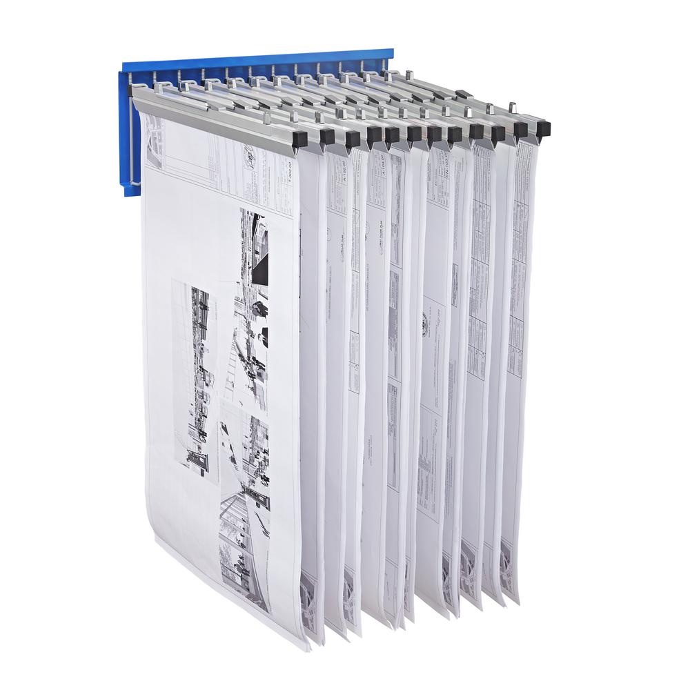 Large File Pivot Wall Rack for Blueprints, Blue