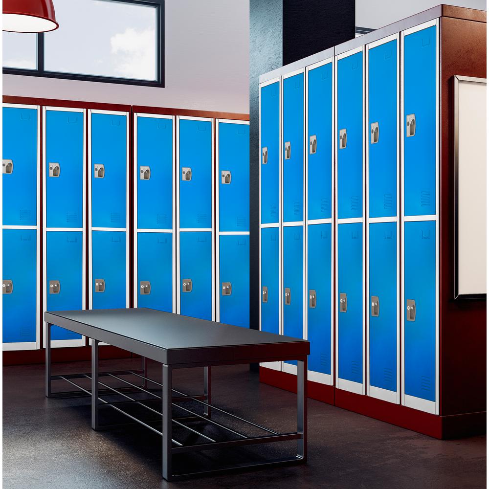 72 in. x 12 in. x 12 in. Double-Compartment Steel Tier Key Lock Storage Locker in Blue 2 Pack