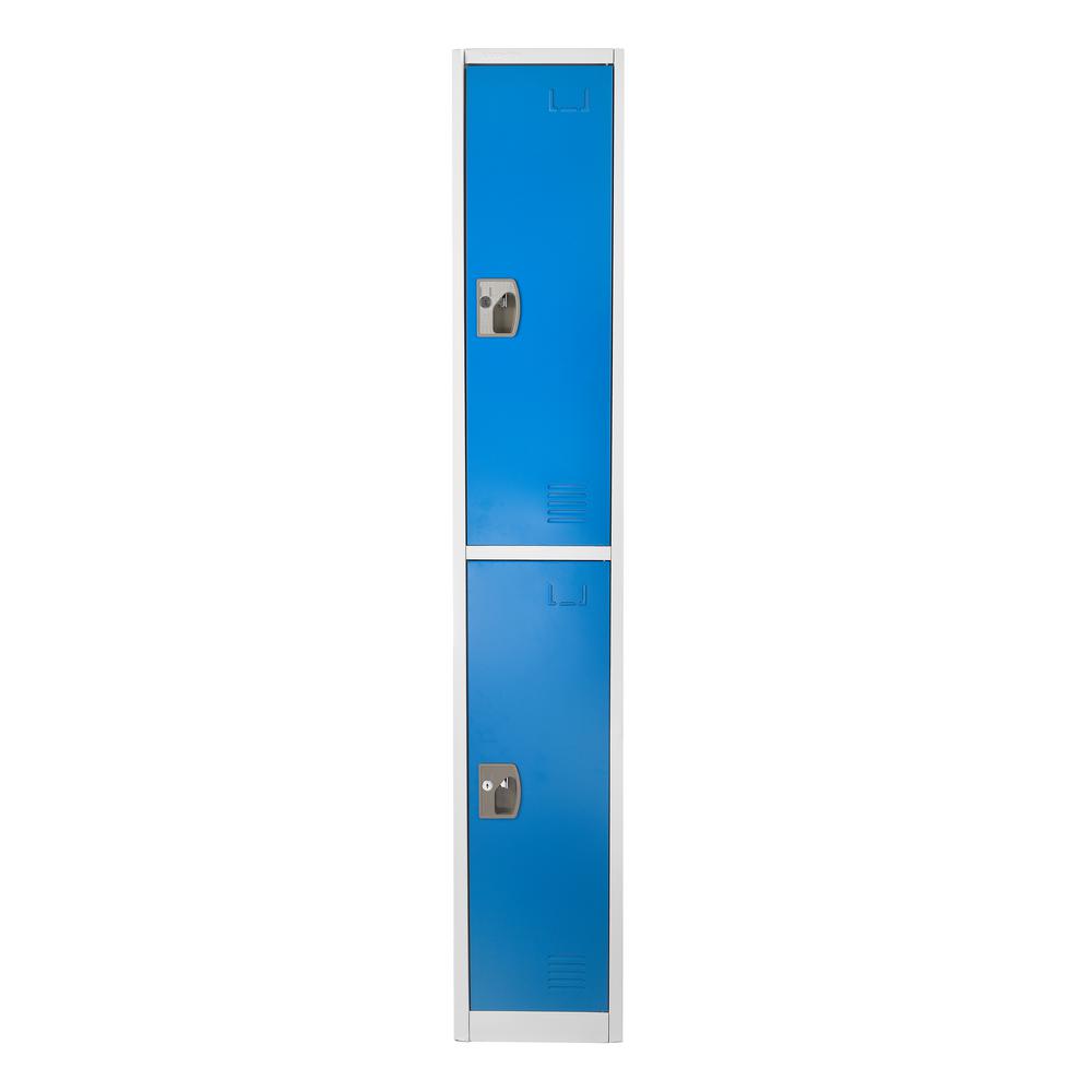 72 in. x 12 in. x 12 in. Double-Compartment Steel Tier Key Lock Storage Locker in Blue 2 Pack