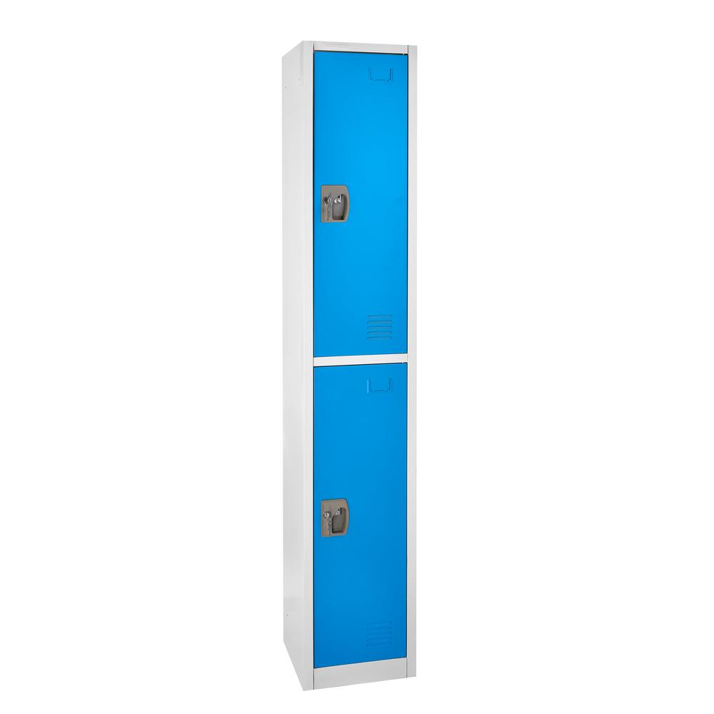 72 in. x 12 in. x 12 in. Double-Compartment Steel Tier Key Lock Storage Locker in Blue 2 Pack