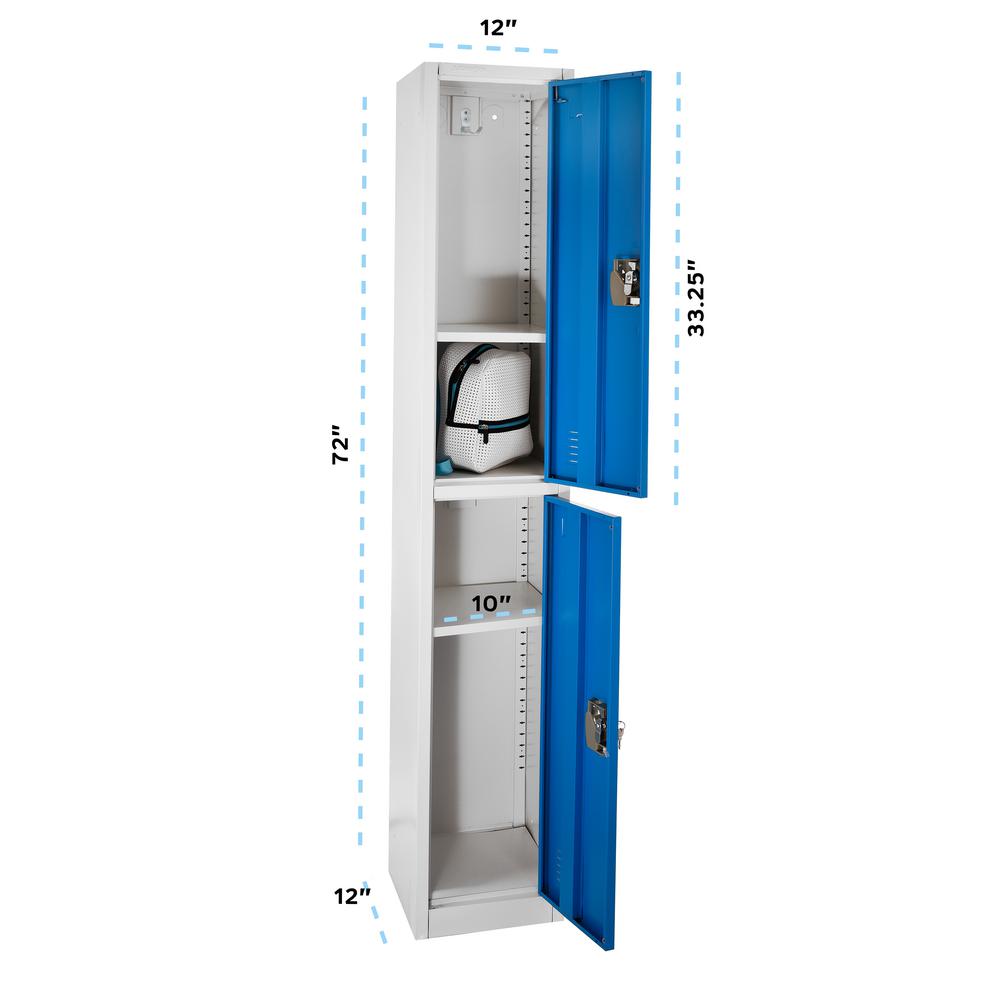 72 in. x 12 in. x 12 in. Double-Compartment Steel Tier Key Lock Storage Locker in Blue (4-Pack)