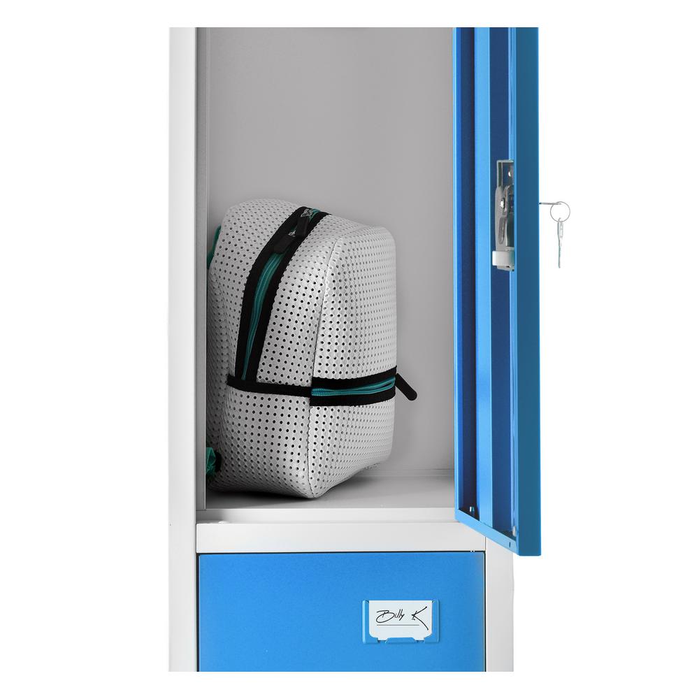 72 in. x 12 in. x 12 in. Triple-Compartment Steel Tier Key Lock Storage Locker in Blue 2 Pack