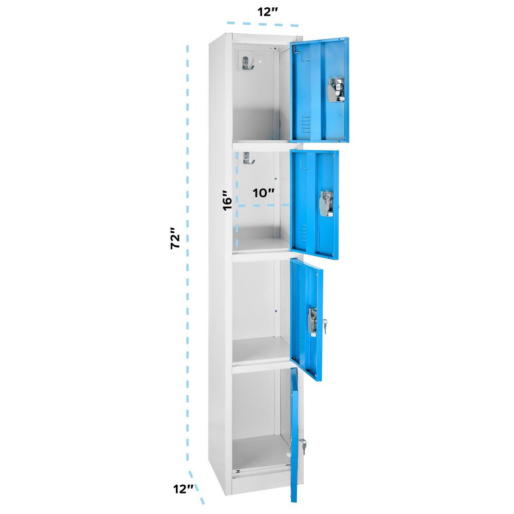 72 in. x 12 in. x 12 in. 4-Compartment Steel Tier Key Lock Storage Locker in Blue (4-Pack)