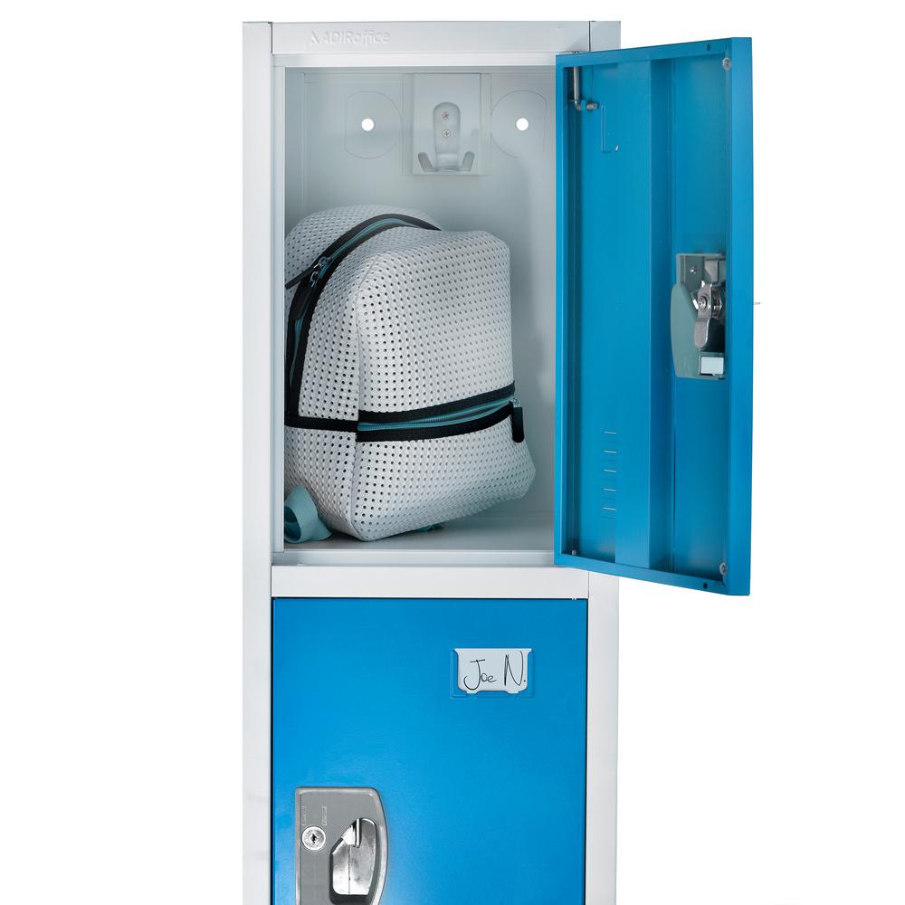 72 in. x 12 in. x 12 in. 4-Compartment Steel Tier Key Lock Storage Locker in Blue 2 Pack