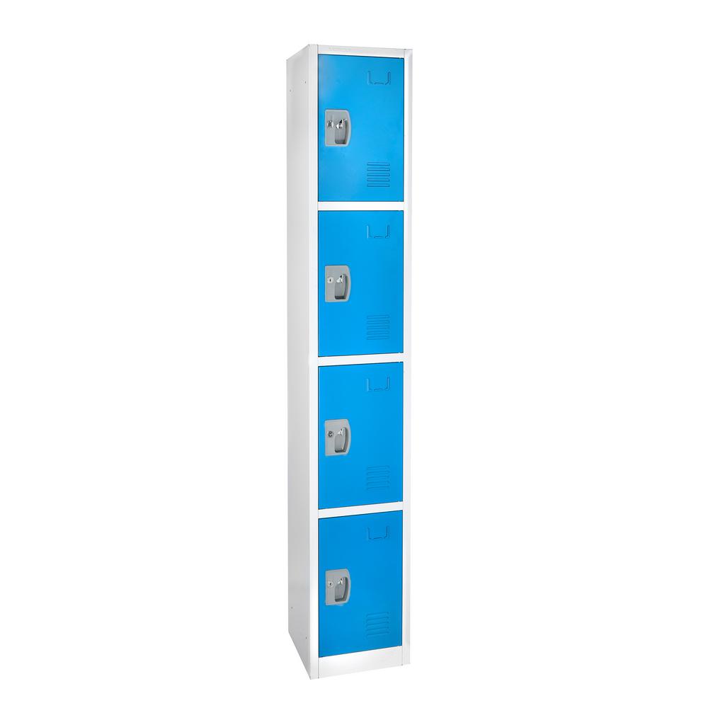 72 in. x 12 in. x 12 in. 4-Compartment Steel Tier Key Lock Storage Locker in Blue 2 Pack