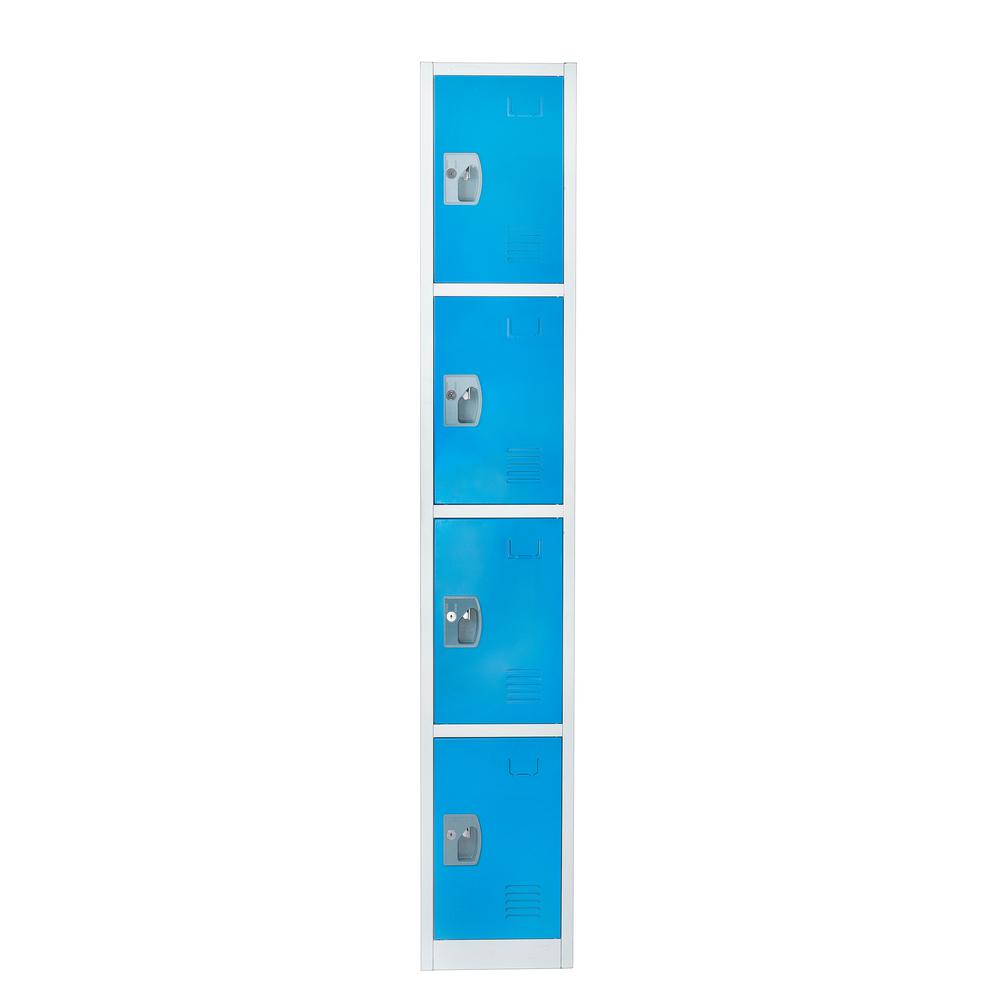 72 in. x 12 in. x 12 in. 4-Compartment Steel Tier Key Lock Storage Locker in Blue (4-Pack)