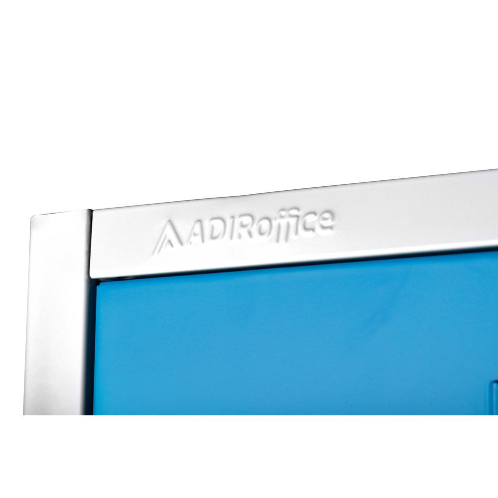 72 in. x 12 in. x 12 in. 4-Compartment Steel Tier Key Lock Storage Locker in Blue 2 Pack