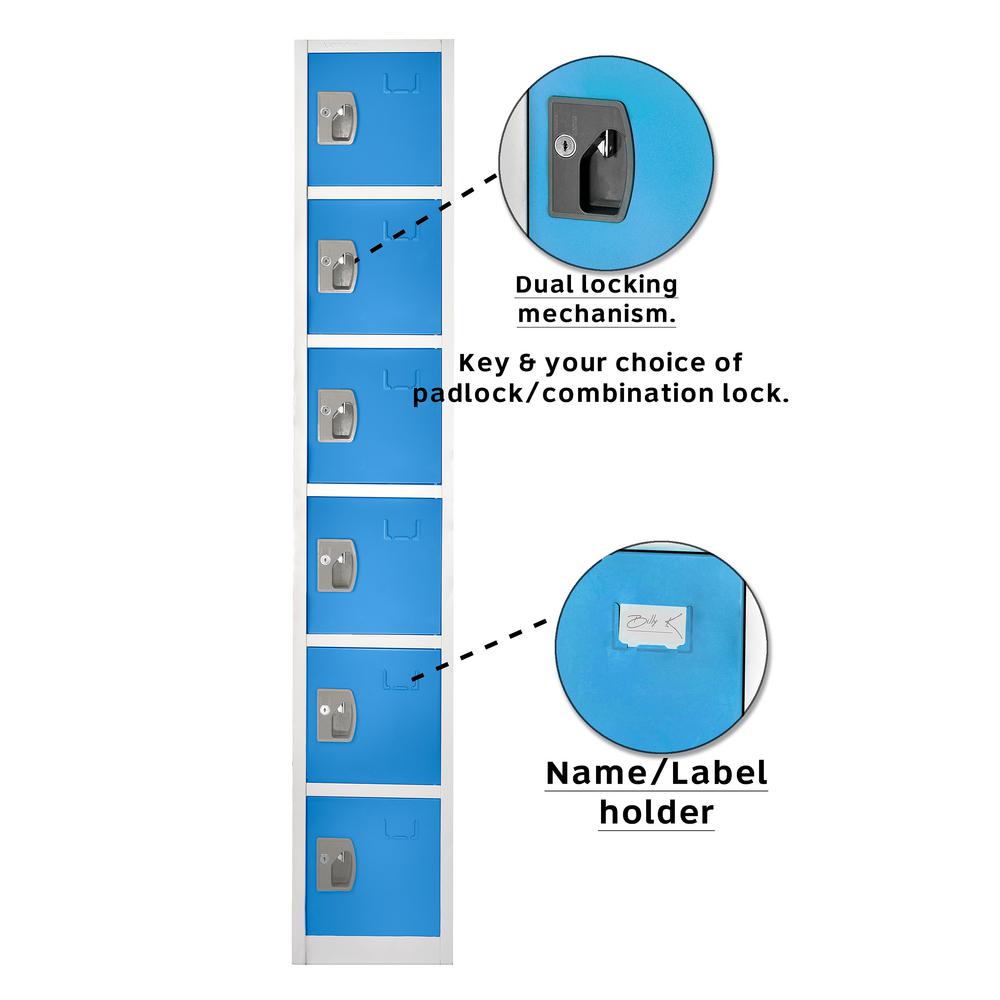 72 in. x 12 in. x 12 in. 6-Compartment Steel Tier Key Lock Storage Locker in Blue (4-Pack)