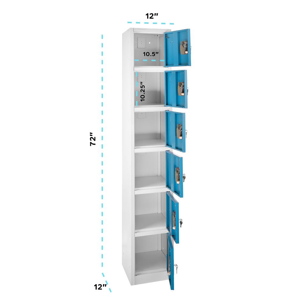 72 in. x 12 in. x 12 in. 6-Compartment Steel Tier Key Lock Storage Locker in Blue (4-Pack)