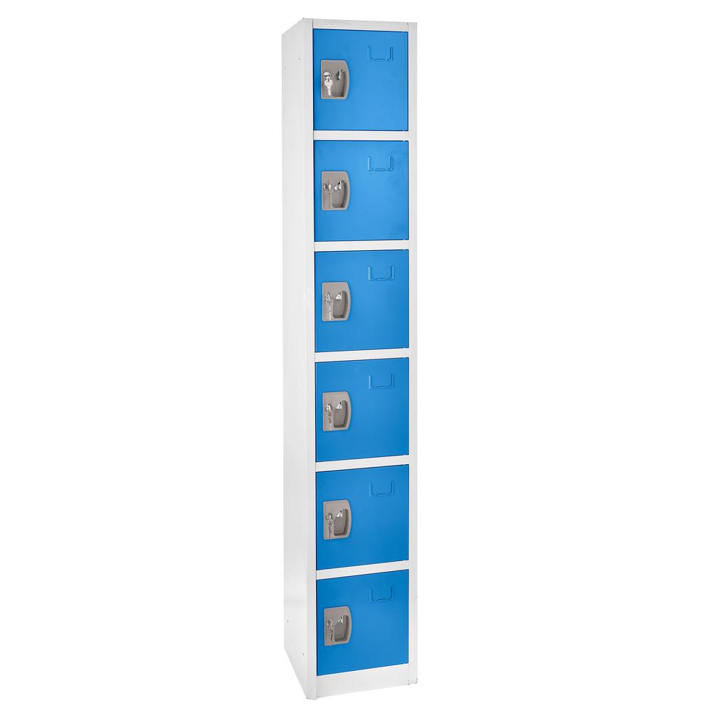 72 in. x 12 in. x 12 in. 6-Compartment Steel Tier Key Lock Storage Locker in Blue 2 Pack