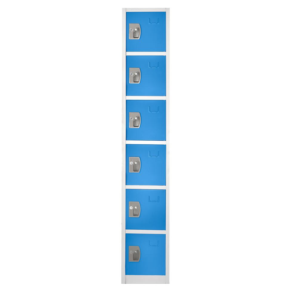72 in. x 12 in. x 12 in. 6-Compartment Steel Tier Key Lock Storage Locker in Blue 2 Pack