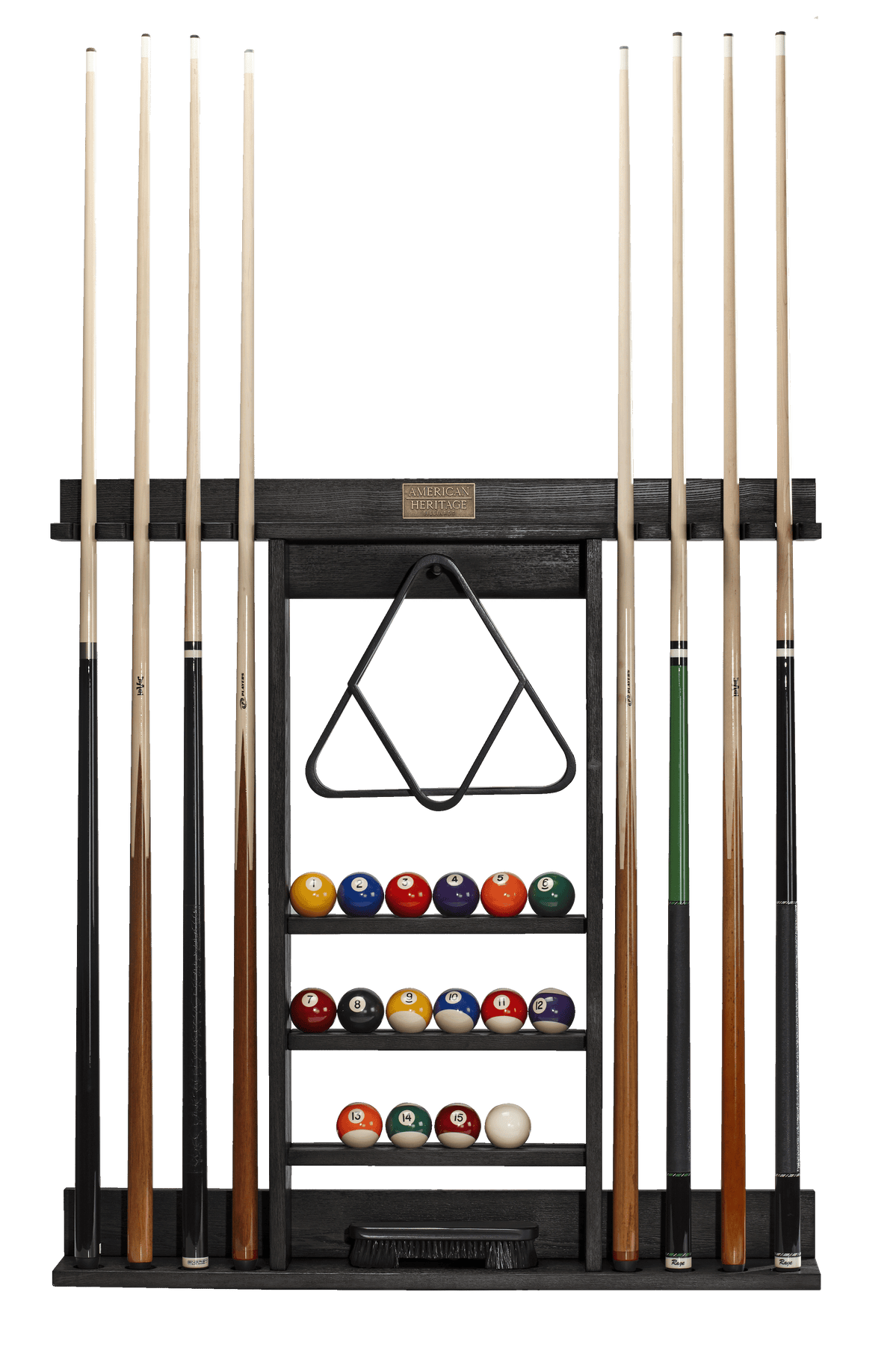 American Heritage® Bluegrass Cue Rack, Black Ash (cues and balls not included)
