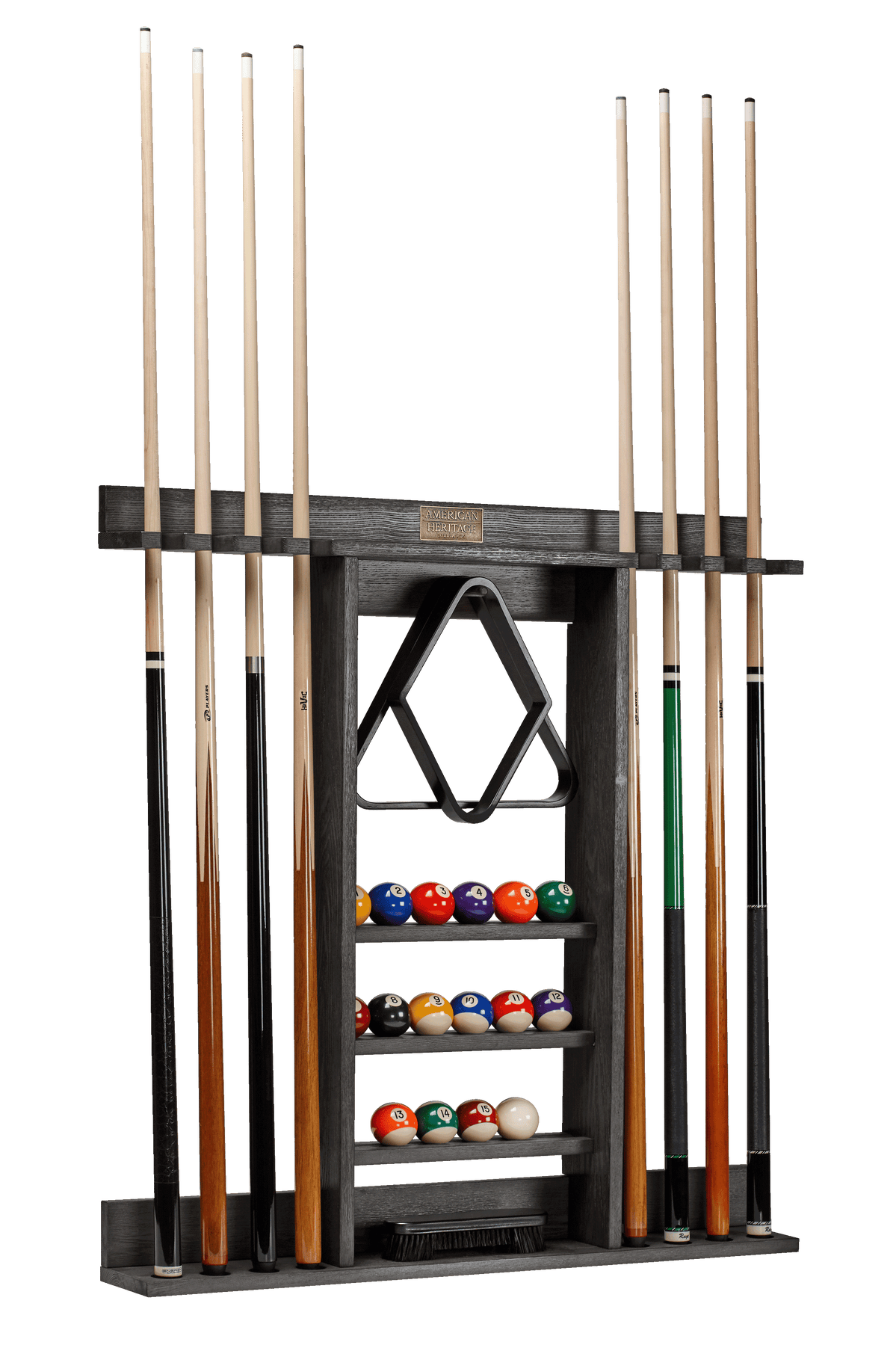 American Heritage® Bluegrass Cue Rack, Black Ash (cues and balls not included)