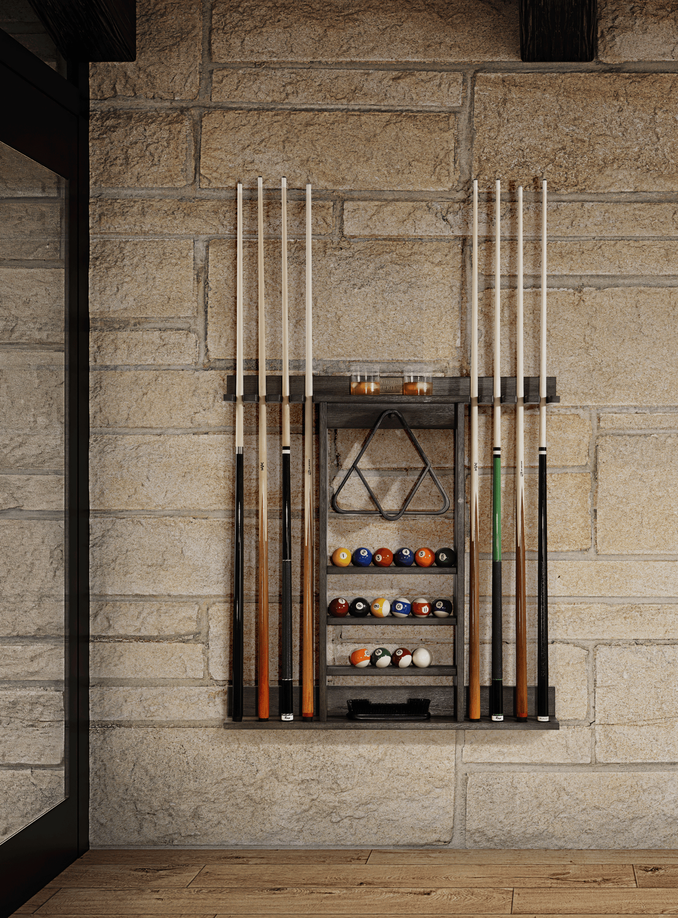 American Heritage® Bluegrass Cue Rack, Charcoal (cues and balls not included)