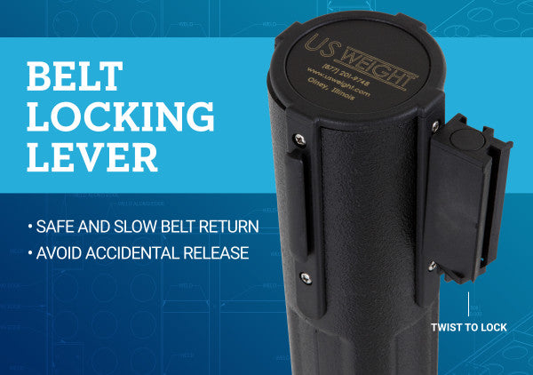 Trek Stanchion ‐ Black post and 6.5' Chevron Belt ‐ 2 pack