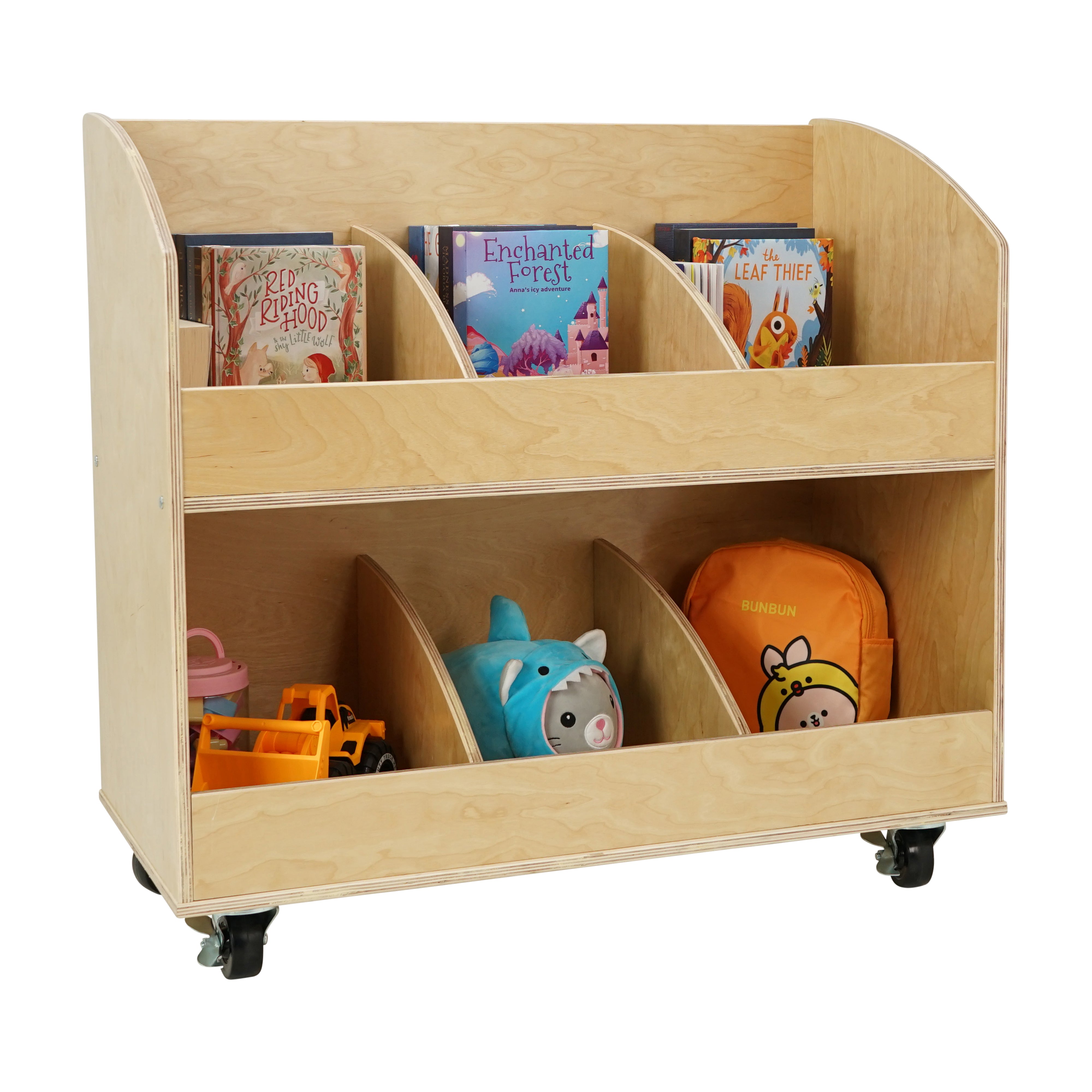 Birch 6-Compartment Mobile Book Cart