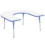60" x 66" Horseshoe Dry-Erase Activity Table with Adjustable Standard Ball Glide Legs - Whiteboard/Blue