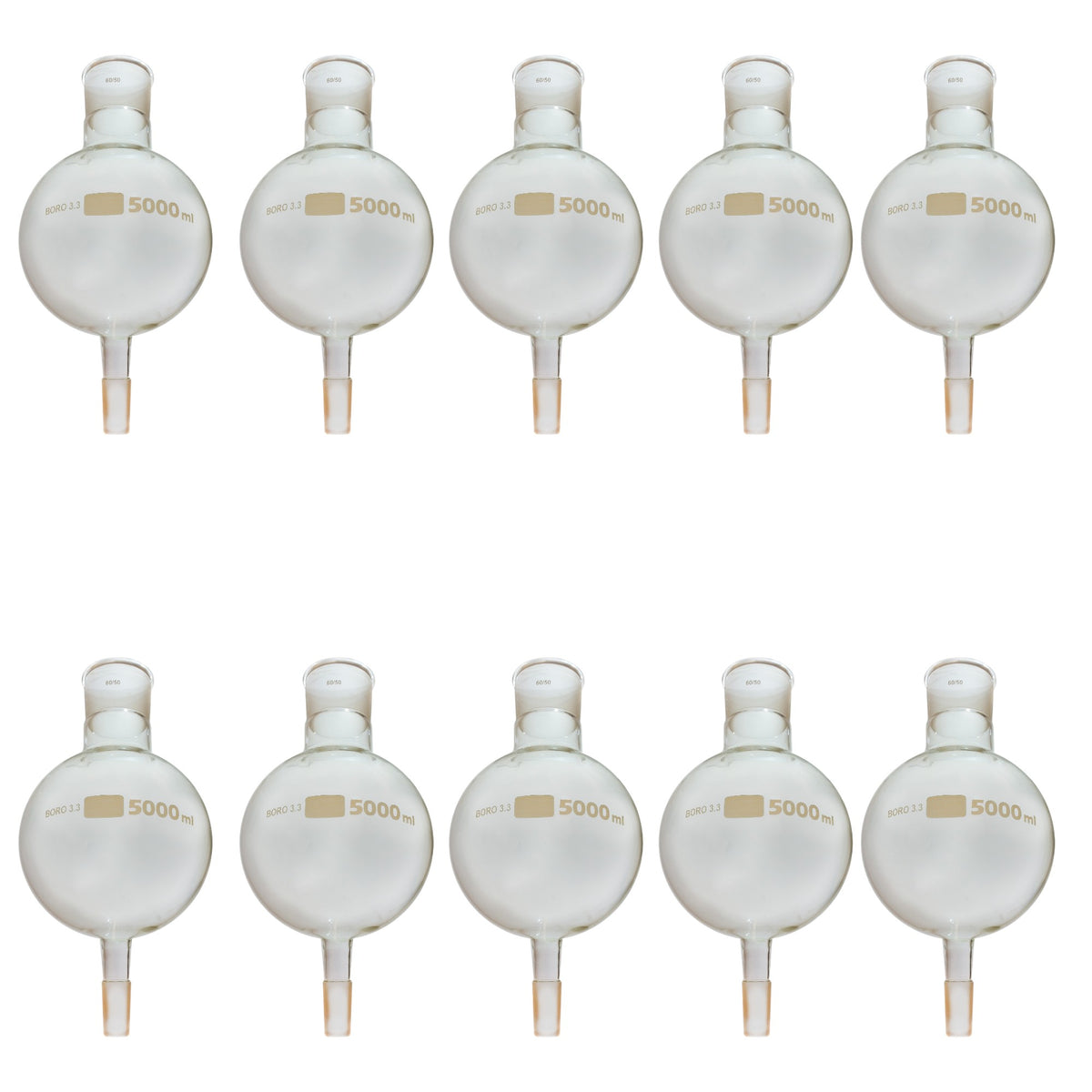 Flask, Biomass 5000ml, 60/50 Ground Glass Joint, Case of 10