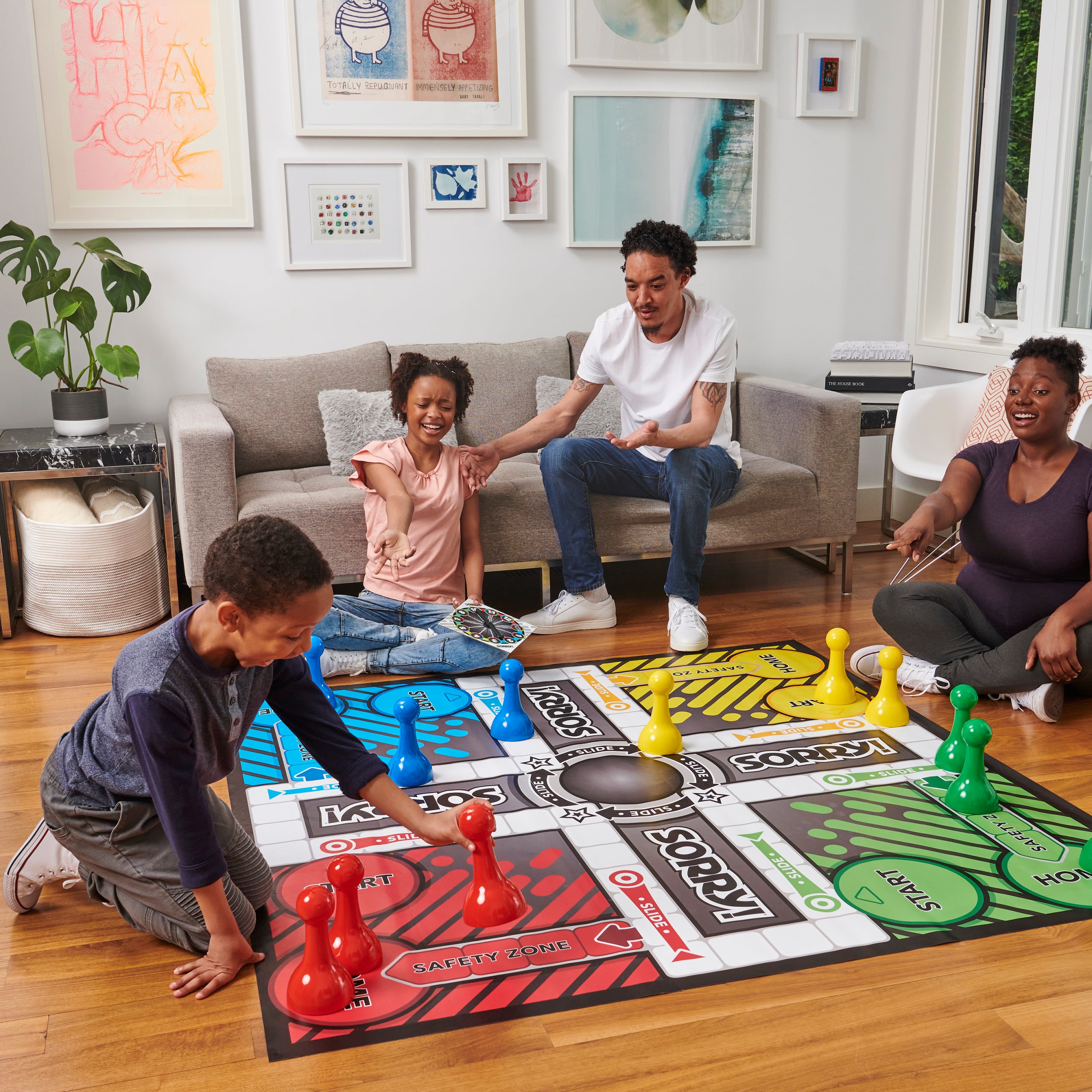 Giant SORRY! Classic Family Board Game Indoor Outdoor Retro Party Activity Summer Toy with Oversized Gameboard, for Adults and Kids Ages 6 and up