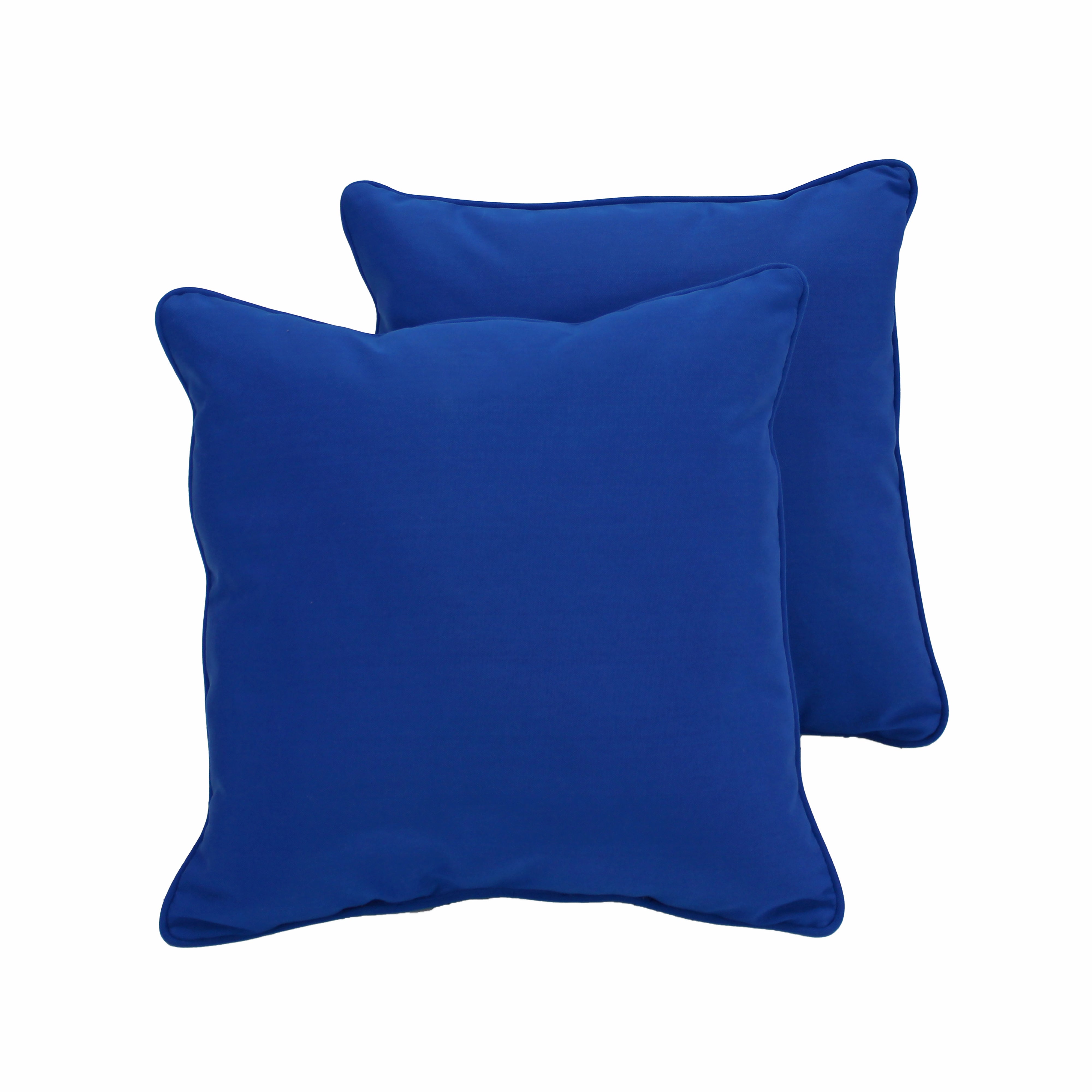 Presidio 15" x 15" Square Indoor/Outdoor Pillow with Piping, 2-Piece - Brilliant Blue