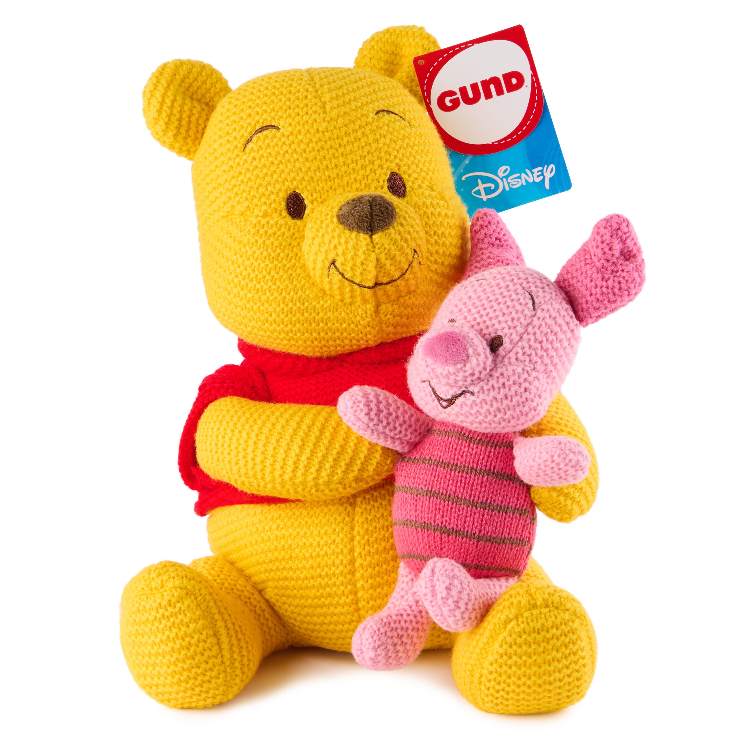 GUND Disney Official Pooh and Piglet Knit Plush, Winnie the Pooh, Stuffed Animal for Ages 1 and Up, Yellow/Pink, 10”