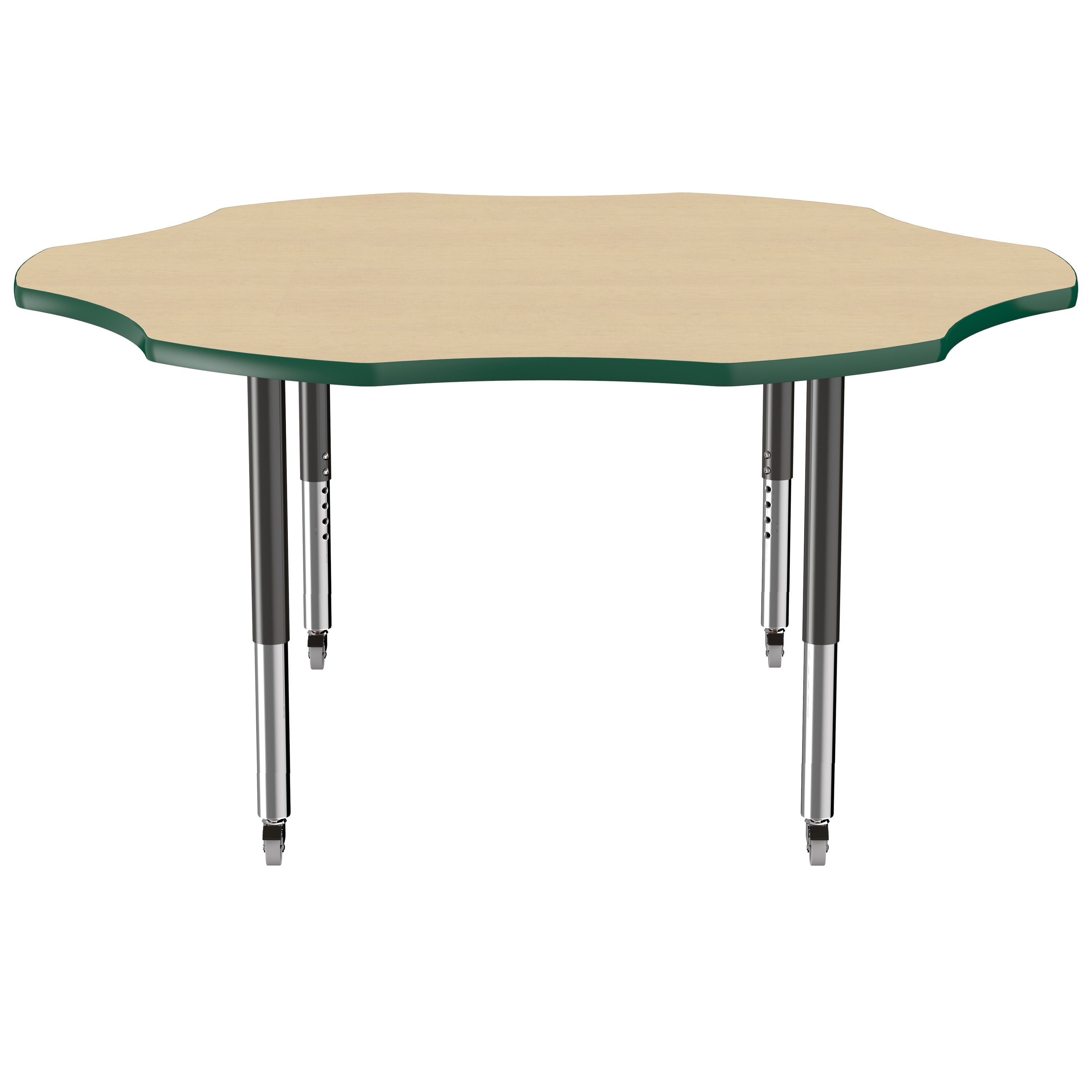 60" x 60" Flower T-Molding Activity Table with Adjustable Super Legs - Maple/Green/Black