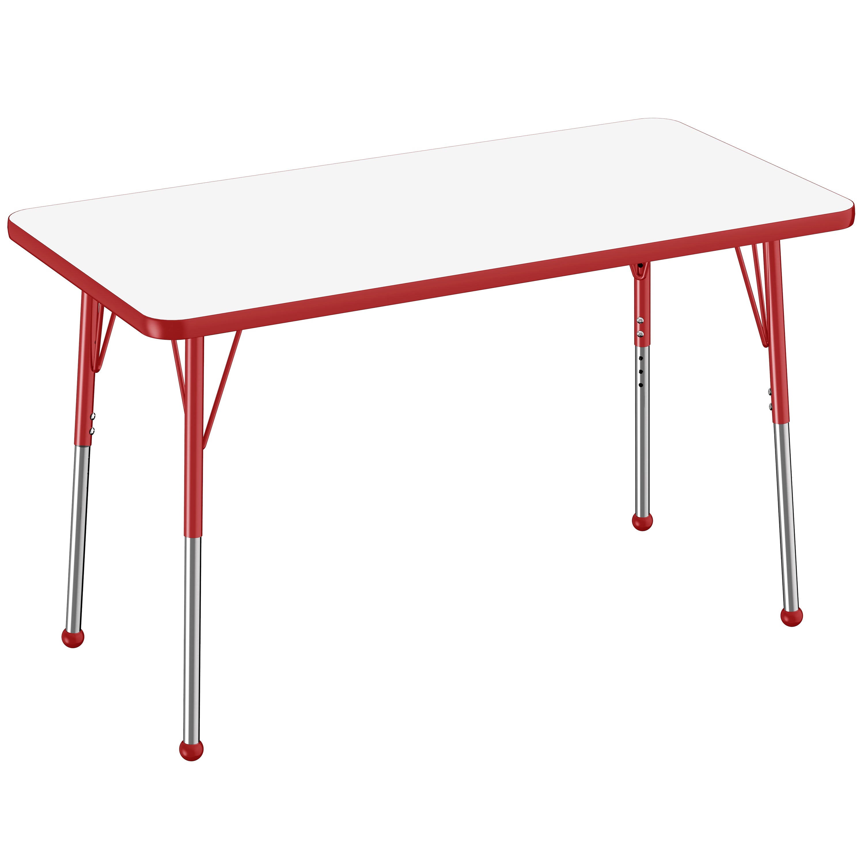 24" x 48" Rectangle Dry-Erase Activity Table with Adjustable Standard Ball Glide Legs - Whiteboard/Red