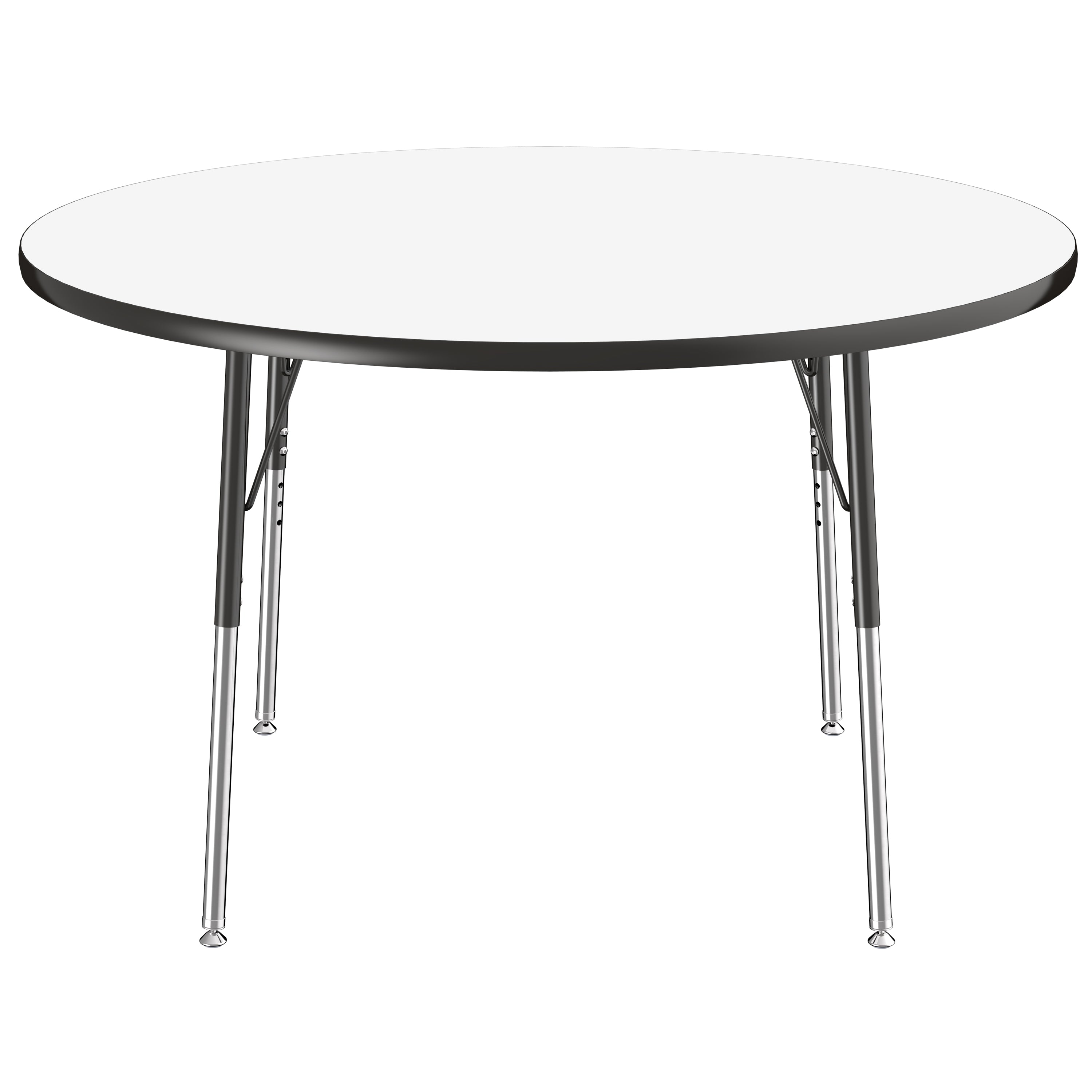 48" Round Collaborative Dry-Erase Activity Table with Adjustable Standard Swivel Glide Legs - Whiteboard/Black