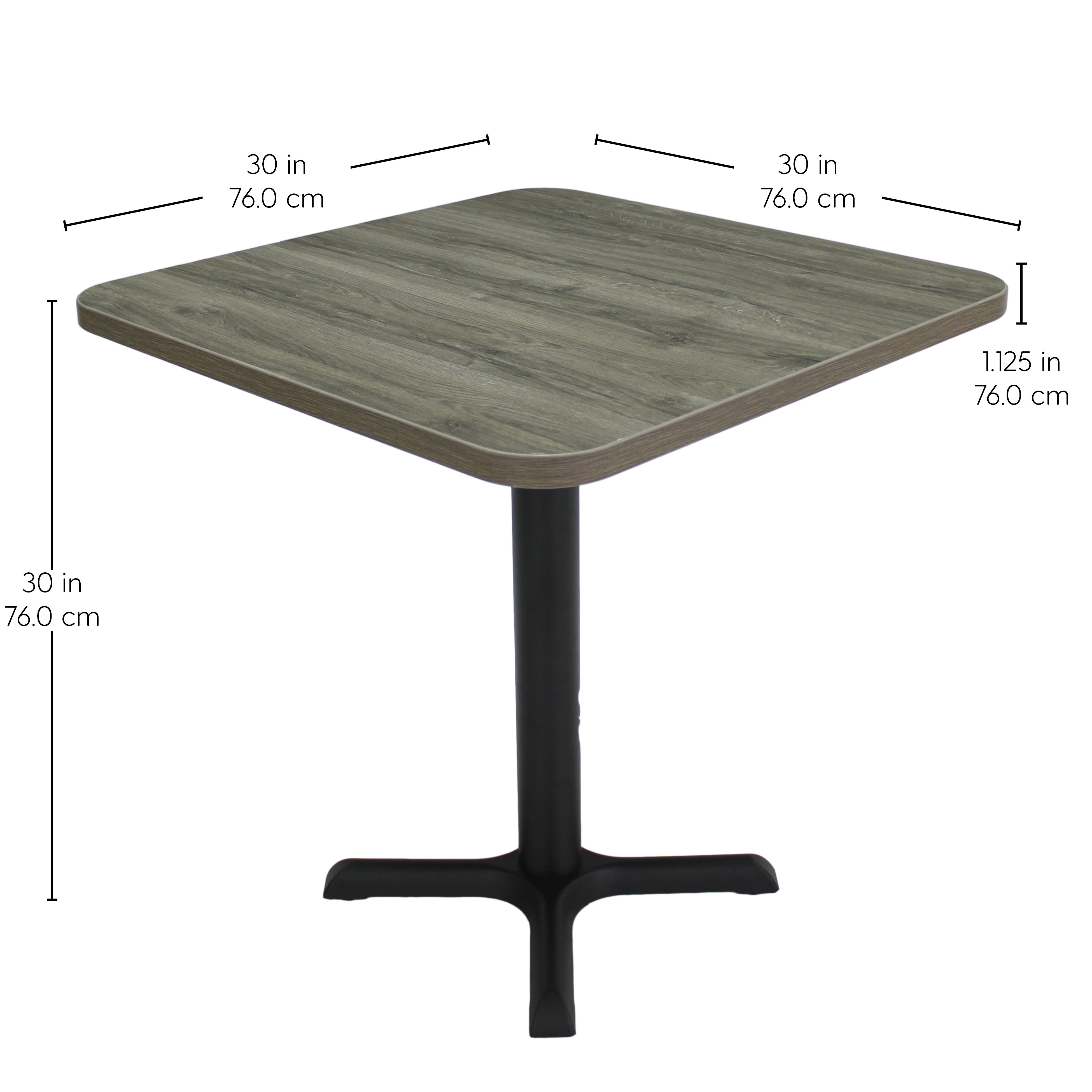 30" x 30" Square Cafe Bistro Table - Gray Wood/Black