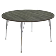 48" Round La Madera Activity Table with Standard Legs - Gray Wood/Silver