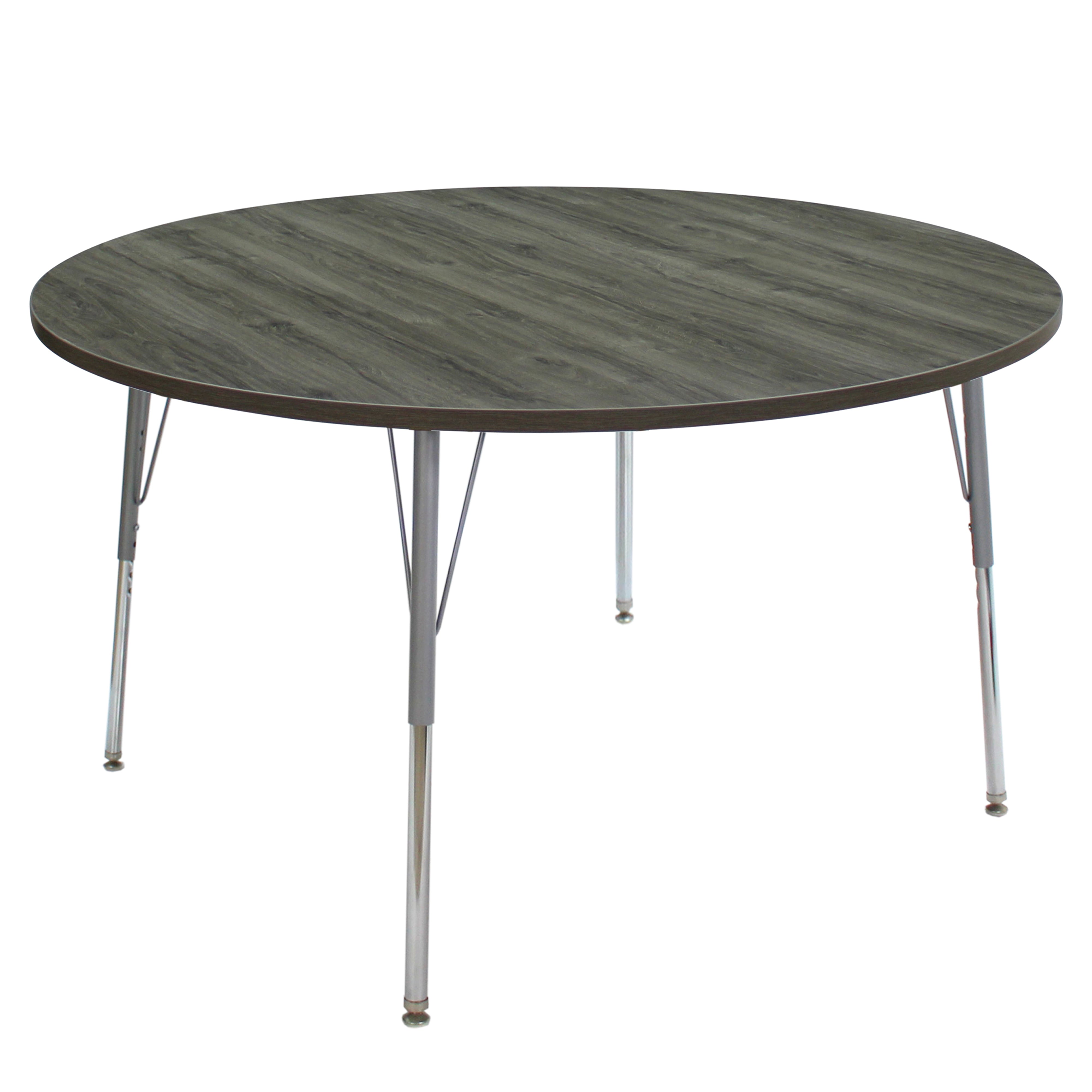 48" Round La Madera Activity Table with Standard Legs - Gray Wood/Silver