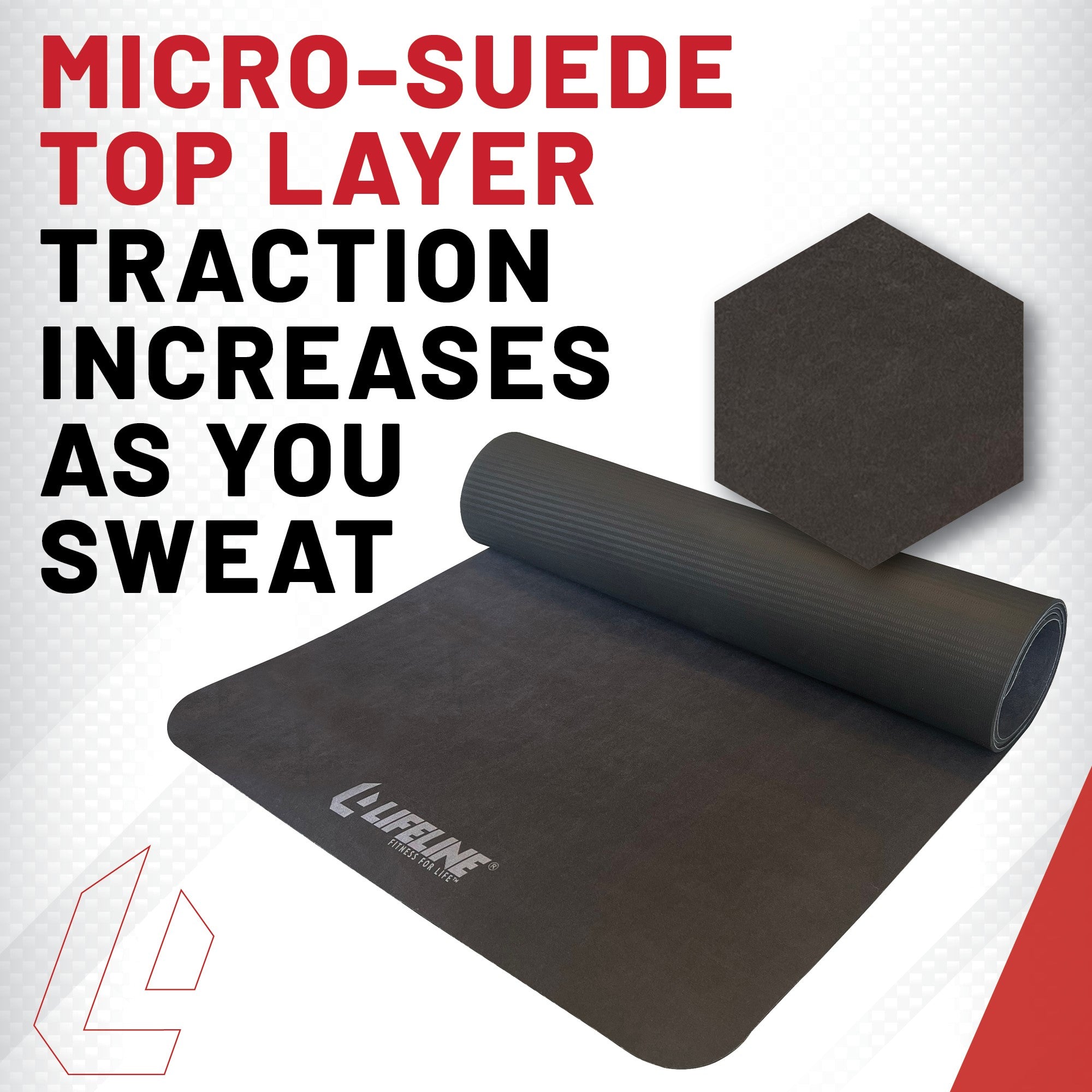 4Mm Suede Yoga Mat - Black Top/Grey Bottom
