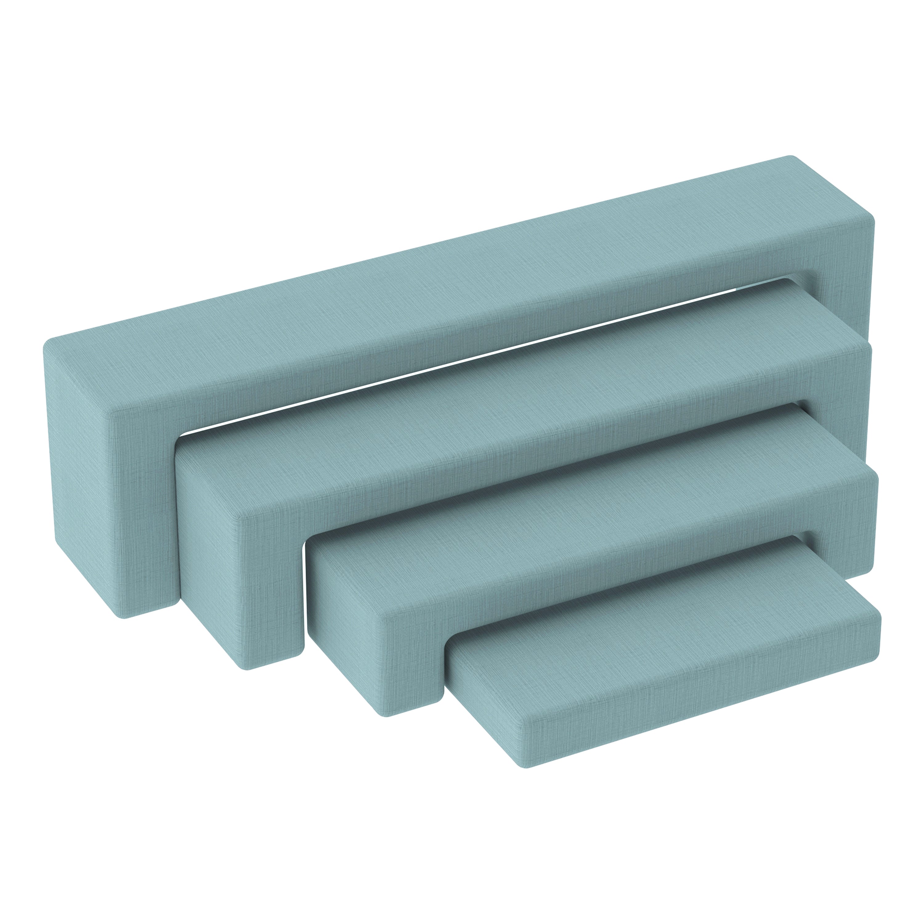 Pro Series Nesting Benches, 4-Piece Set - Sky Blue Crosshatch