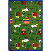 Bookworm 7'8" x 10'9" area rug in color Green