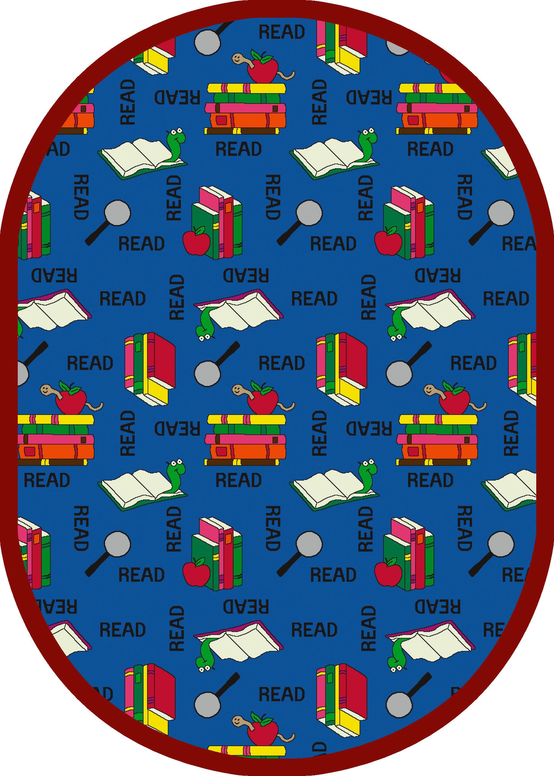 Bookworm 5'4" x 7'8" Oval area rug in color Blue