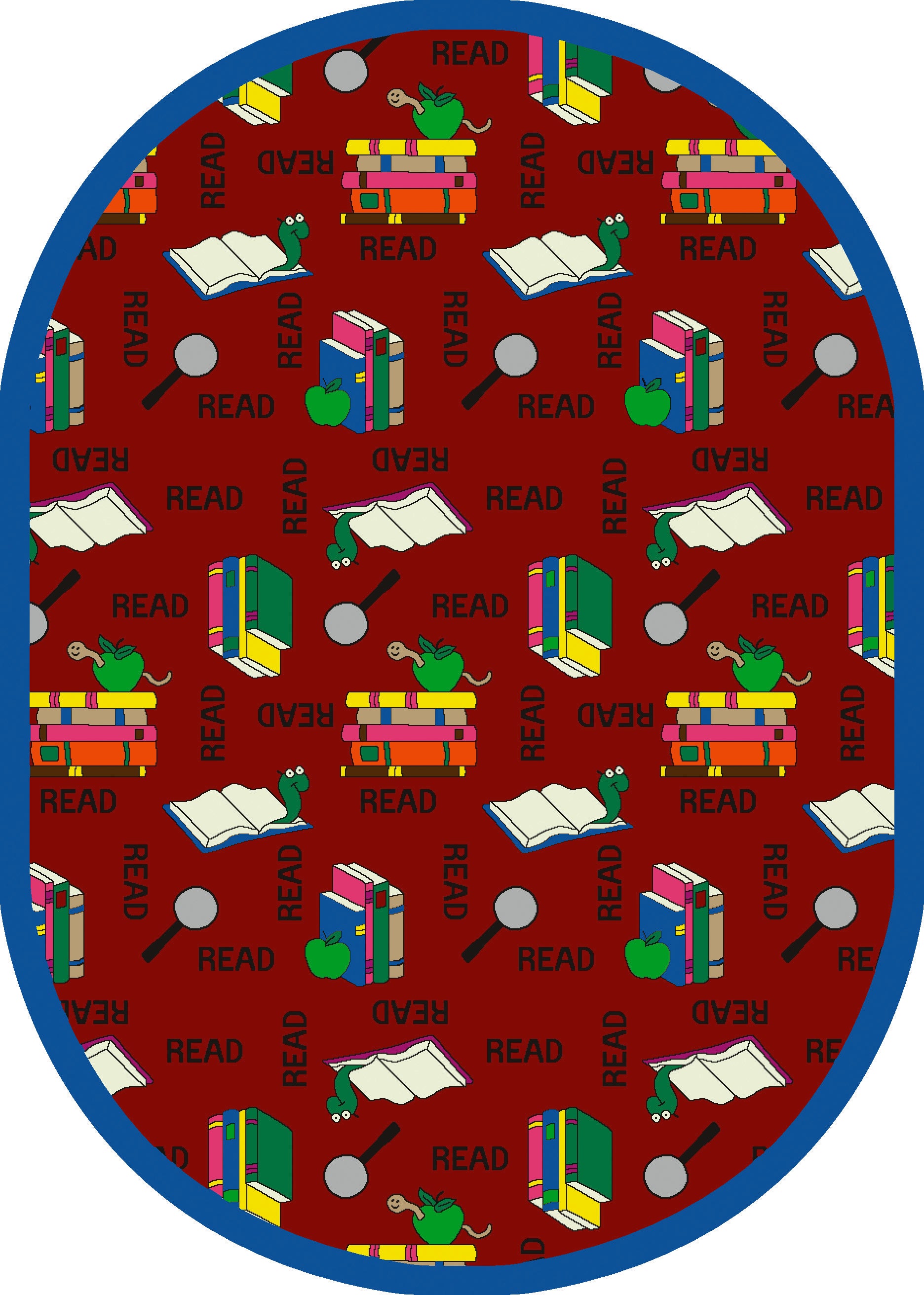 Bookworm 10'9" x 13'2" Oval area rug in color Red
