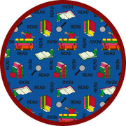Bookworm 7'7" Round area rug in color Blue