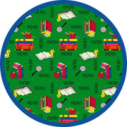 Bookworm 7'7" Round area rug in color Green